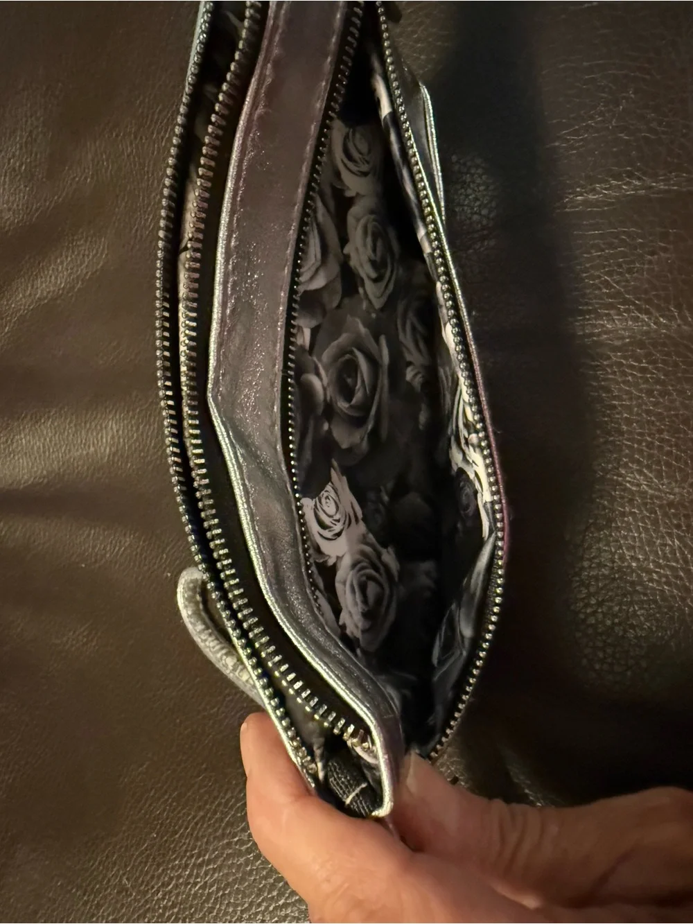 Adrienne Vittadini Metallic Silver Wristlet Clutch